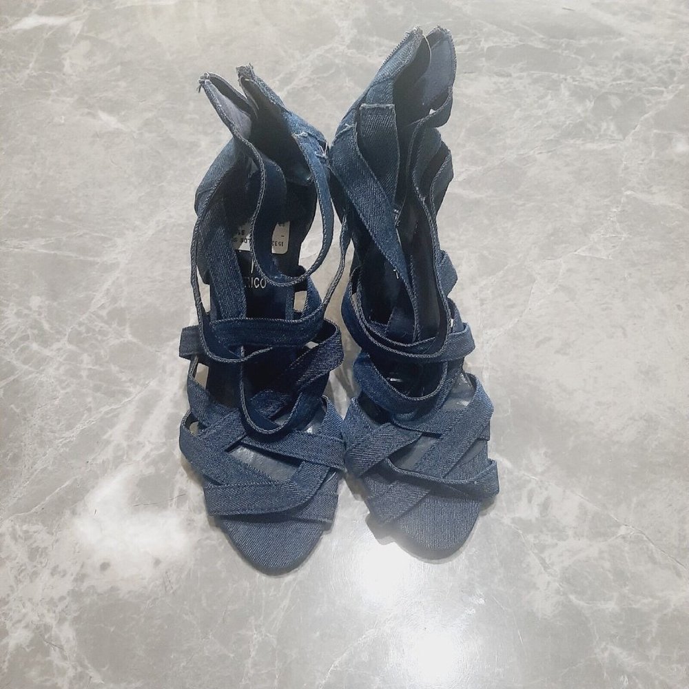 Women's Denim Bandage Blue Jean Stiletto High Heels Zippy Shoes Trico SZ 6
